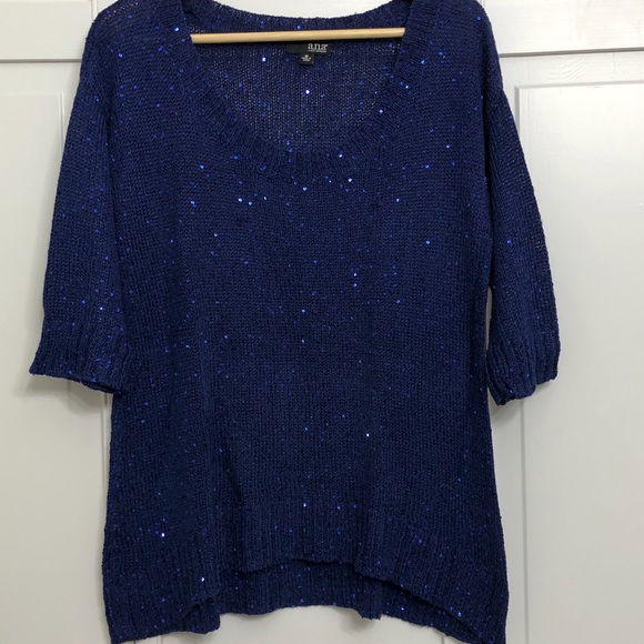 EUC Ana Navy Blue Holiday Open Knit Sweater - Picture 7 of 7